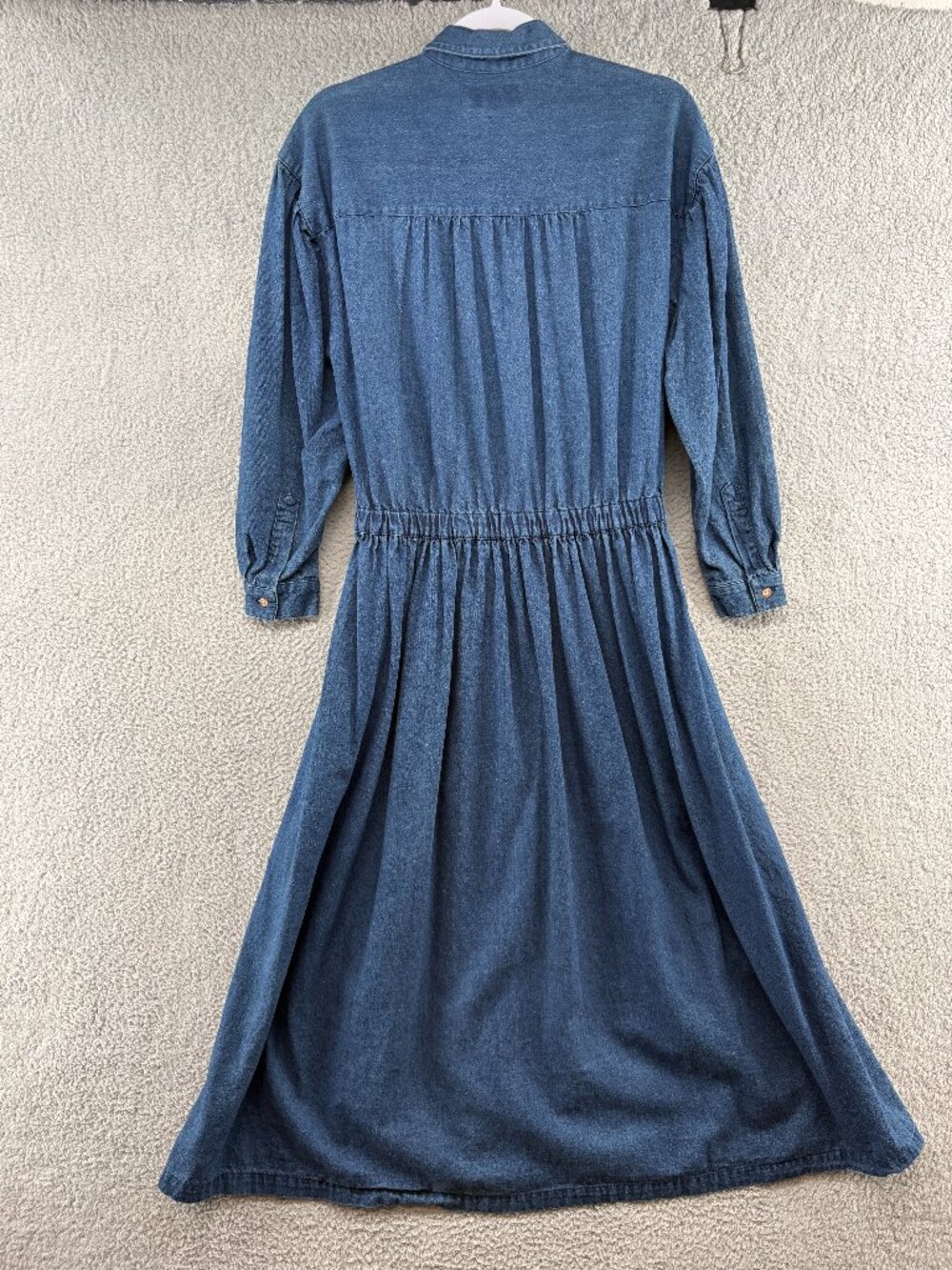 Vintage Eddie Bauer Denim Shirt Dress Small Maxi Chambray Cotton Prairie Pockets - Picture 4 of 14